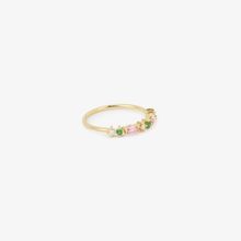 Load image into Gallery viewer, Gaia bague 2 Pivoine, tsavorites, diamants blancs, saphirs roses, profil