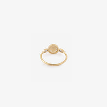 Load image into Gallery viewer, Bague Luna 1 bleue or jaune, émail blanc, saphirs verts et bleus dos