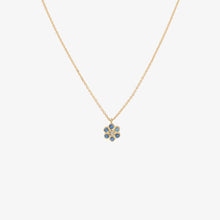 Load image into Gallery viewer, Miniflower Collier 1 Bleu , or jaune , saphirs bleu , diamant