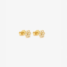 Load image into Gallery viewer, Miniflower Boucles d'Oreilles 4 diamant, or jaune et diamants blancs profil