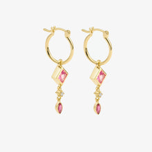 Load image into Gallery viewer, Nymphéa Boucles d'Oreilles 1 Roses, or jaune , saphir rose , diamants, profil