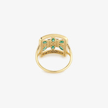 Load image into Gallery viewer, Bague Rita 1 verte or jaune, saphirs, émeraudes et diamants dos