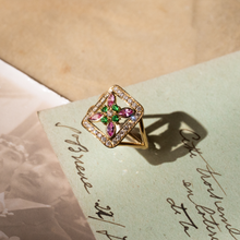Load image into Gallery viewer, Rita bague 4 Pivoine, tsavorites, saphirs roses, diamants blancs