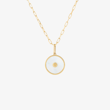 Load image into Gallery viewer, Sophie d'Agon, Selene collier or jaune 18 carats, nacre, diamants bruns, diamants blancs, dos