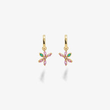 Load image into Gallery viewer, Boucles d’oreilles Georgia or jaune, émeraudes et saphirs roses face