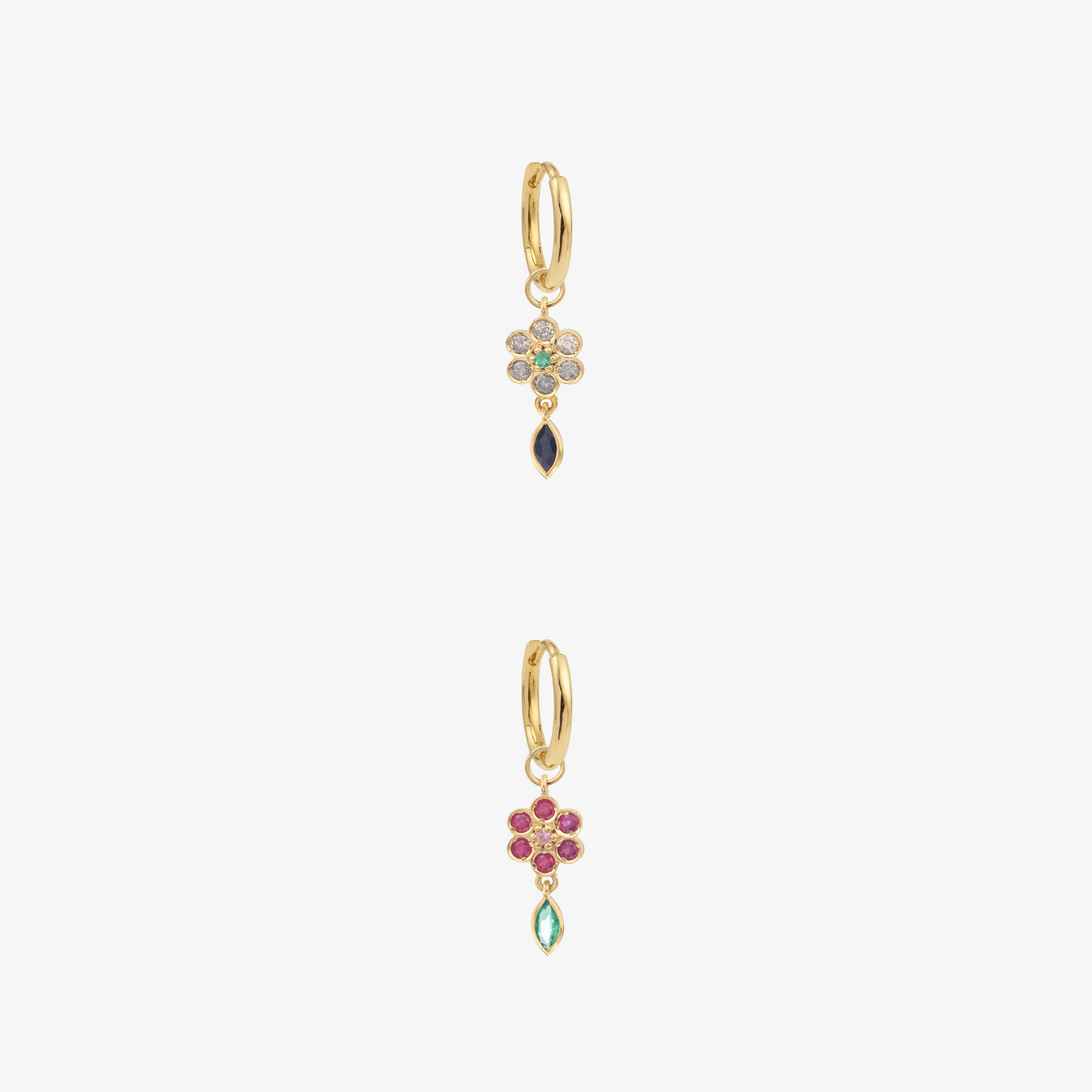 Mini boucle d'oreilles Miniflower 2 piercing charm Or 18 carats Sophie d'Agon Face