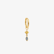 Load image into Gallery viewer, Mini boucle d&#39;oreilles piercing saphir jaune saphir bleu Or 18 carats Sophie d&#39;Agon Face
