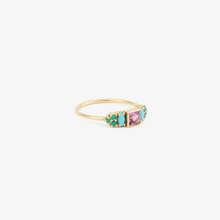 Load image into Gallery viewer, Sophie d'Agon, or jaune 18 carats, Rhodolite, turquoises naturelles, émeraude, côté
