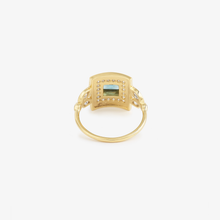 Load image into Gallery viewer, Ginger Bague 5 Océan, Sophie d'Agon, or jaune 18 carats recyclé, diamants salt and pepper, email blanc, tourmaline, dos
