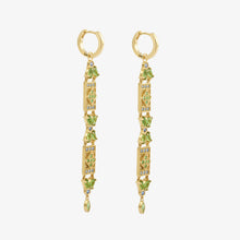 Load image into Gallery viewer, Boucles d’oreilles Ava or jaune, saphirs bleus, jaunes et tsavorites profil
