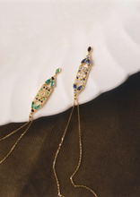 Load image into Gallery viewer, Ava Collier 1 marine, or jaune , diamants blancs, saphirs bleus, nature-m
