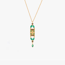 Load image into Gallery viewer, Collier Ava or jaune, diamants noirs, saphirs jaunes et émeraudes face
