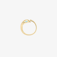 Load image into Gallery viewer, Bague dauphin, or jaune 18 carats, turquoises naturelles, coté
