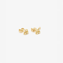Load image into Gallery viewer, Camélia Boucles d'Oreilles 1 Diamant, or jaune et diamants blancs, profil

