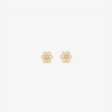 Load image into Gallery viewer, Miniflower Boucles d&#39;Oreilles 4 diamant, or jaune et diamants blancs,face

