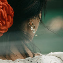 Load image into Gallery viewer, Boucle d&#39;oreilles Fleur Libre or 18k émeraude rubis saphir rose saphir jaune Sophie d&#39;Agon porté 1
