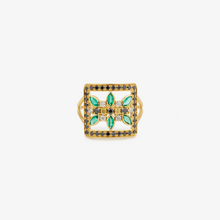 Load image into Gallery viewer, Bague Rita 1 verte or jaune, saphirs, émeraudes et diamants face
