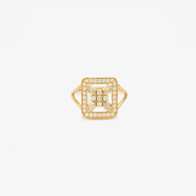 Load image into Gallery viewer, Rita Bague 4 diamant, or jaune et diamants blancs, face
