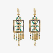 Load image into Gallery viewer, Boucles d&#39;oreilles Rita 1 Verts en or 18 K, Saphirs, Diamants et émeraudes face
