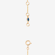 Load image into Gallery viewer, Bracelet Yellowstone or jaune, saphirs bleu ciel, bleu marine et roses fermoir
