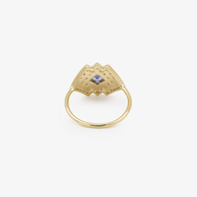 Load image into Gallery viewer, Ginger bague 6 bleue, or jaune, saphir bleu, diamant, saphir vert dos
