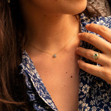 Load image into Gallery viewer, Miniflower Collier 1 Bleu , or jaune , saphirs bleu , diamant
