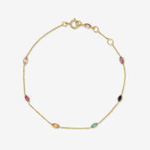 Load image into Gallery viewer, Bracelet Rainbow or jaune, rubis, saphirs rose, violet, jaune, bleu et émeraude
